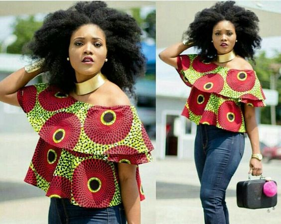 Latest Ankara Tops with Jeans Styles