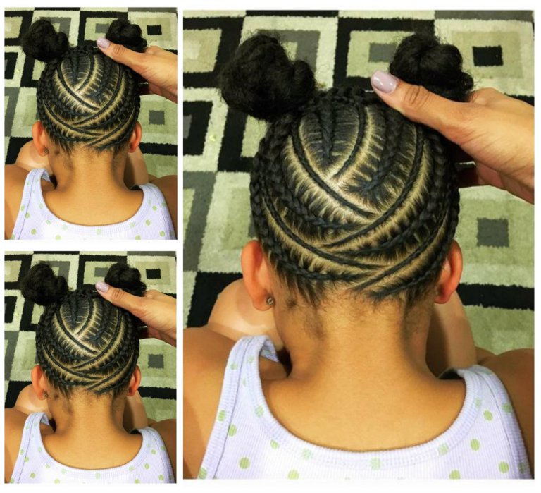 Braided Cornrows With Buns For African Baby Girls